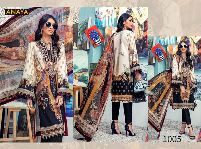 Agha Noor Aanaya Latest Fancy Festive Wear Pure Cotton Top And Bottom With Mal Mal Printed Dupatta Karachi Style Dress Materials 